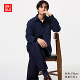 优衣库男女装法兰绒衬衫长袖衬衣纯棉薄外套25新款478118 480773 478118/69藏青色 M