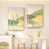 艺环宇现代简约餐厅装饰画奶油风小清新客厅餐桌背景墙挂画饭厅两联壁画