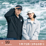 熊猫·本（ben.panda）棉服男潮牌翻领宽松休闲秋冬工装棉衣多穿情侣外套 黑色（A款) S