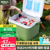 原始人 保温箱冰块冷藏箱户外露营旅行车载冰桶商用摆摊钓鱼小型便携 13L-配送冰晶盒+冰袋*8