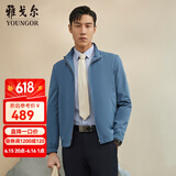 雅戈尔（YOUNGOR）单夹克男立领单茄克四面弹舒适夹克男士上衣外套 VJJK414977HQA蓝色 M 170/92A