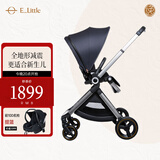 elittle逸乐途婴儿车0-3岁用折叠可坐可躺可转向 EMU高景观双向婴儿推车 EMU欧版靛釉蓝【半蓬版】