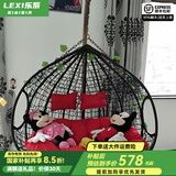 乐系（LEXI） 吊椅双人鸟巢秋千吊篮家用室内阳台吊兰户外吊床藤椅摇篮椅躺椅 双人黑色细藤特大号 静音款