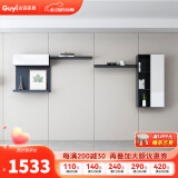 古宜（Guyi） 电视柜 伸缩电视柜茶几组合客厅背景墙柜子家具烤漆北欧电视机柜 【吊柜B】黑色