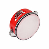 乐林源奥尔夫打击乐器卡通铃鼓手拍鼓儿童乐器仿羊皮手鼓幼儿园音乐拍鼓 4寸直径10cm（红色）