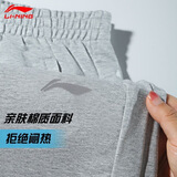 李宁运动裤男卫裤春秋季新品直筒宽松男士棉质大码休闲裤子灰色长裤 浅花灰（平口裤脚-口袋带拉链） XL 180