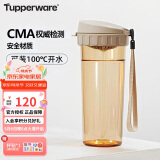 特百惠（Tupperware）茶韵500ML塑料杯 男女学生便携办公用水杯子大容量双饮口 奶茶棕