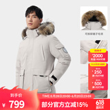 骆驼（CAMEL）【王俊凯同款】户外羽绒服冬季新款连帽羽绒衣中长款保暖防风外套 AA12264035B，浅卡其，男女同款 XL