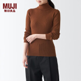 无印良品（MUJI）女式 罗纹可水洗高领毛衣 长袖打底针织衫上衣毛衫 BAG01A1A 砖红色 S 155/80A