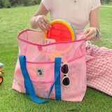 范爷家旅行沙滩包儿童玩具收纳网纱袋便携手提斜挎大容量网兜游泳包海边