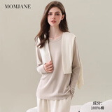 Mom Jane哺乳上衣t恤秋衣纯棉春秋款打底衫孕妇春装外出喂奶衣大码月子服 卡其色-100%棉-220g四季款 L