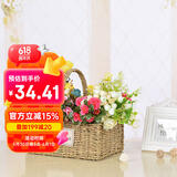 恰好时光手提花篮筐野餐篮收纳筐婚礼花童插花篮草编花篮水果面包篮大号