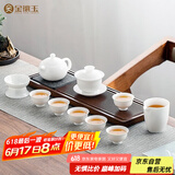 金镶玉茶具套装茶壶茶杯盖碗羊脂玉白瓷陶瓷送礼盒高档家用 清香雅韵 