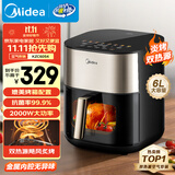 美的（Midea）小炎烤空气炸锅上下双热源 可视大视窗免翻面 家用多功能智能触屏 6L实用大容量 金属内腔 KZC6054