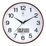 北极星（POLARIS）钟表挂钟客厅家用静音时钟现代挂墙简约挂表2025新款石英钟 【静音机芯】日历款-木纹色 10英寸（直径25.5厘米）