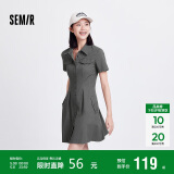 森马连衣裙女收腰衬衫裙复古休闲夏季美拉德纯色短裙101324114030