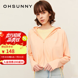 OhSunny防晒衣女宽松透气连帽披肩衫开车防晒服薄外套 奶杏橘 M