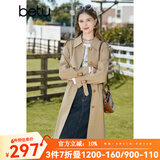 百图betu女装秋季新款风衣小众气质款中长款时髦风衣女2308T58 卡其 M