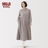 无印良品（MUJI）女式 法兰绒 立领长袖连衣裙女装裙子纯棉连身裙25年秋季 米色 S (155/80A)
