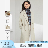 梵希蔓含绵羊毛西装式呢大衣女秋冬高级感双排扣长款过膝毛呢外套 50690 浅咖色 S