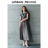UR2025秋季新款女装气质简约一字领修身收腰连衣裙UWM750116