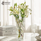墨斗鱼高级感轻奢玻璃花瓶大号富贵竹客厅鲜花插花容器水培新年送礼物