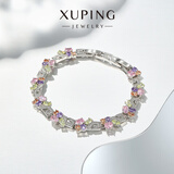 XUPING旭平首饰合金1号色浅彩锆石时尚款表扣手链X001050366 浅彩色