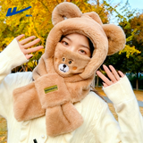 回力围巾女冬季保暖帽子加绒厚帽子防风口罩帽子围脖一体送女朋友礼物