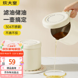 炊大皇 滤油壶304不锈钢 带滤网猪油罐 大容量厨房油瓶食品级油罐壶1.3L