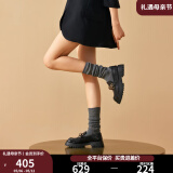 BEAUTODAY厚底乐福鞋女鞋子2025新款真皮黑色小皮鞋子女英伦风复古增高单鞋 经典黑【偏大半码】 38