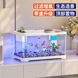 阔庭（KUOTING）鱼缸滑盖款造景过滤制氧一体机鱼缸家用小型免换水鱼缸溪流缸白色