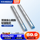 悍高（HIGOLD）抽屉轨道三节轨阻尼缓冲轻音导轨五金配件滑轨 不锈钢液压阻尼16寸1副【400mm】