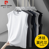 皮尔卡丹（pierre cardin）背心男夏季冰丝薄款无袖T恤男士莫代尔速干上衣男装 白色 XL