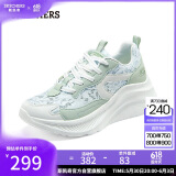 斯凯奇（Skechers）糕糕鞋女鞋夏季厚底增高休闲鞋蕾丝透气户外运动鞋松糕鞋117520