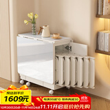 SOFS折叠餐桌椅组合小户型客厅家用简易可移动伸缩吃饭桌子靠墙折叠桌 【收纳款】岩板1.5米 1桌6椅