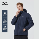 美津浓（MIZUNO）户外夹克男连帽梭织透气情侣锋衣加绒加厚加棉外套男上衣