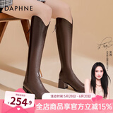 达芙妮（DAPHNE）靴子女长筒靴女2022秋冬新品经典骑士靴女加绒高筒靴女靴 棕色 39
