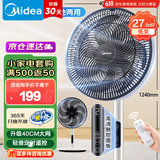美的（Midea） 【国家补贴】电风扇家用远距送风遥控智能落地扇七叶智能感温立式电扇宿舍卧室摇头 40CM大网罩黑白色35bjd