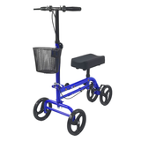 华灿通老人骨折医用助行器儿童残疾人术后膝盖康复辅助助行车可折叠带轮 【带篮子+基础不带脚踏款】+蓝色