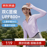 京东京造UPF800+女士针织凉感防晒衣运动夹克夏季外套 浅紫-连帽 L