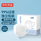 京东京造一次性医用外科口罩100只独立包装 防尘防花粉防晒面罩白色 