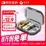 瑞合锦迷你6格透明灰色小药盒密封防潮随身携带透黑款YH001可定制LOGO
