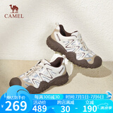 骆驼（CAMEL）经典丑萌鞋女时尚撞色户外休闲鞋 L24S469647A 米/银/咖 36
