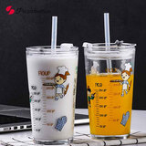 帕莎帕琦（Pasabahce）进口玻璃杯带盖带吸管刻度牛奶杯耐热奶茶大水杯570ml42287-达人