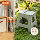 禧天龙户外露营塑料折叠凳家用懒人换鞋凳子地铁钓鱼小凳子 中凳 冰河灰