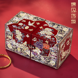 锦贝传说 首饰盒螺钿漆器结婚礼物生日情人节嫁妆盒子项链手镯饰品收纳盒 B-077莺啼富贵首饰盒【新品】