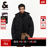 杰克·琼斯（JACK&JONES）男装冬季新款短款男士羽绒服加厚连帽宽松面包服保暖鸭绒上衣外套 黑色E40-1 M 175