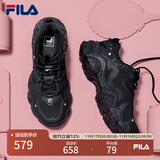 FILA斐乐猫爪鞋女鞋老爹鞋休闲鞋女休闲复古厚底运动鞋 猫爪四代-黑BK 36.5