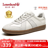 枫叶（leaveland）意大利男鞋2025新品真牛皮复古情侣款德训鞋户外男士运动休闲板鞋 【升级版抑菌】白色（皮鞋码） 42