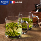 乐美雅（Luminarc）水杯玻璃杯咖啡杯耐热微波炉可用耐高温牛奶杯钢化把杯380ml*2